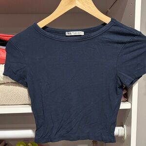 Zara Navy Blue Crop Top